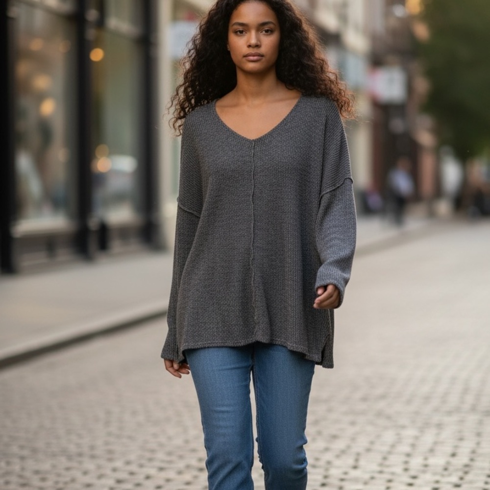 SPLA Stylish Gray Knit Sweater